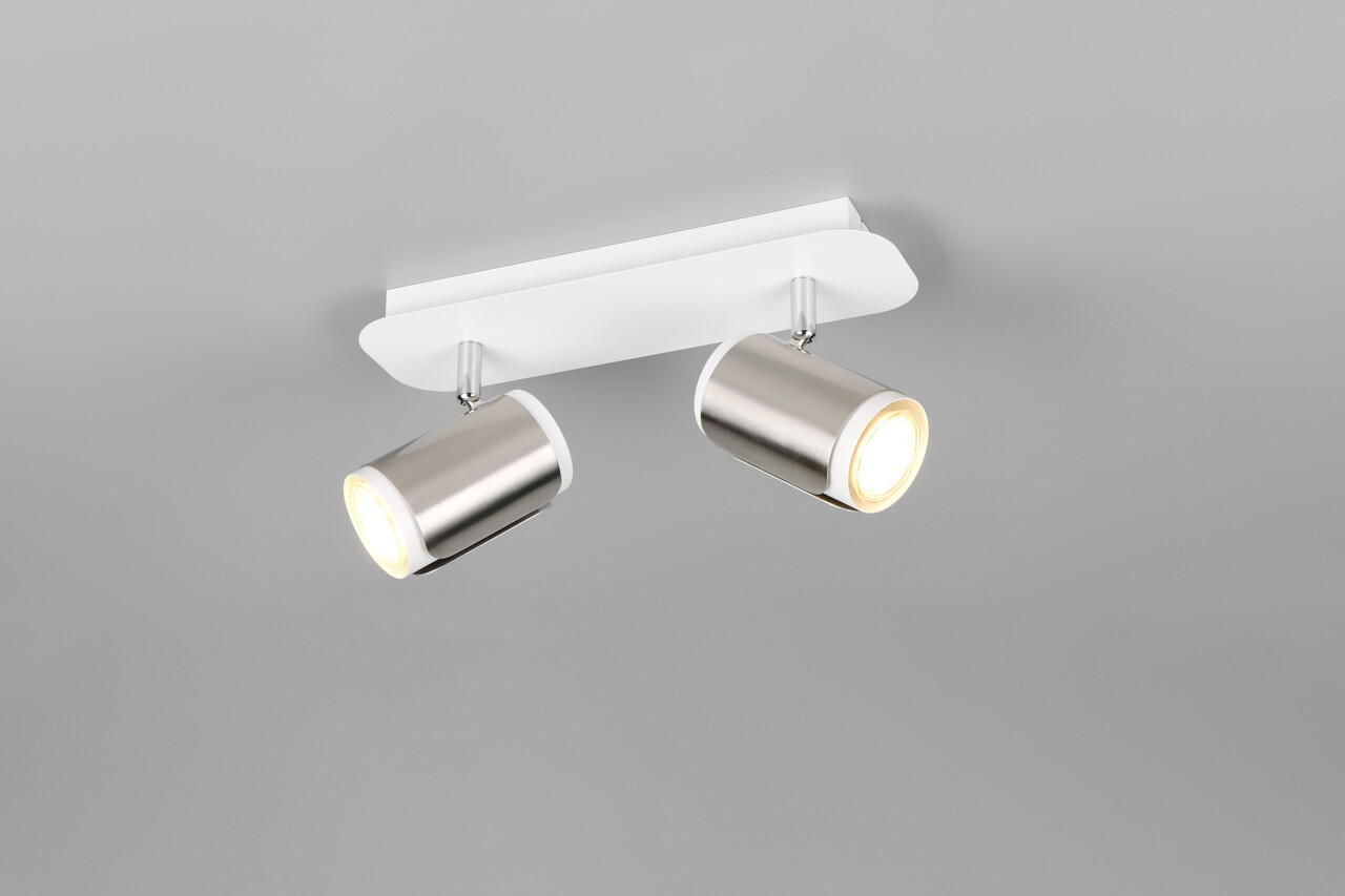 Plafoniera Gillan, TRIO, 30x12x16 cm, 10W, 2x GU10, metal, nichel mat/alb - imagine 5